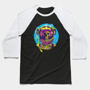 Grinning Astronaut Skull Baseball T-Shirt